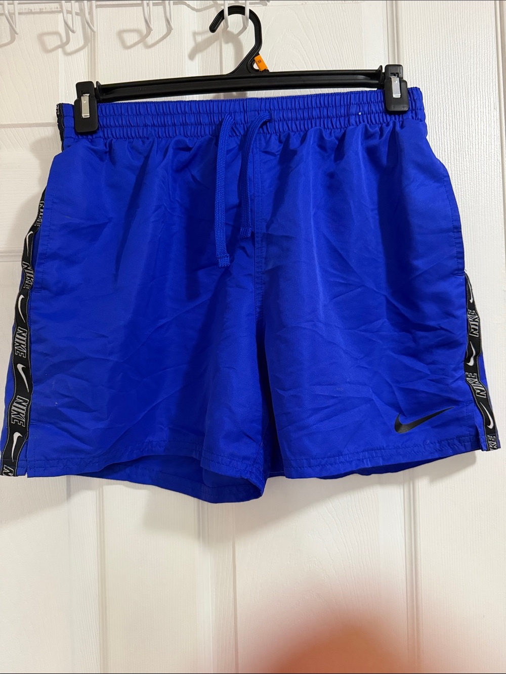 Nike Men’s Royal Blue Athletic Shorts with Black Swoosh & Side Tape